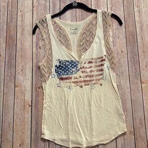 We the free - Cream Crochet Back Tank Top - Lightweight Casual Layering